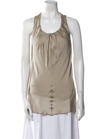 Brunello Cucinelli Silk Scoop Neck Top