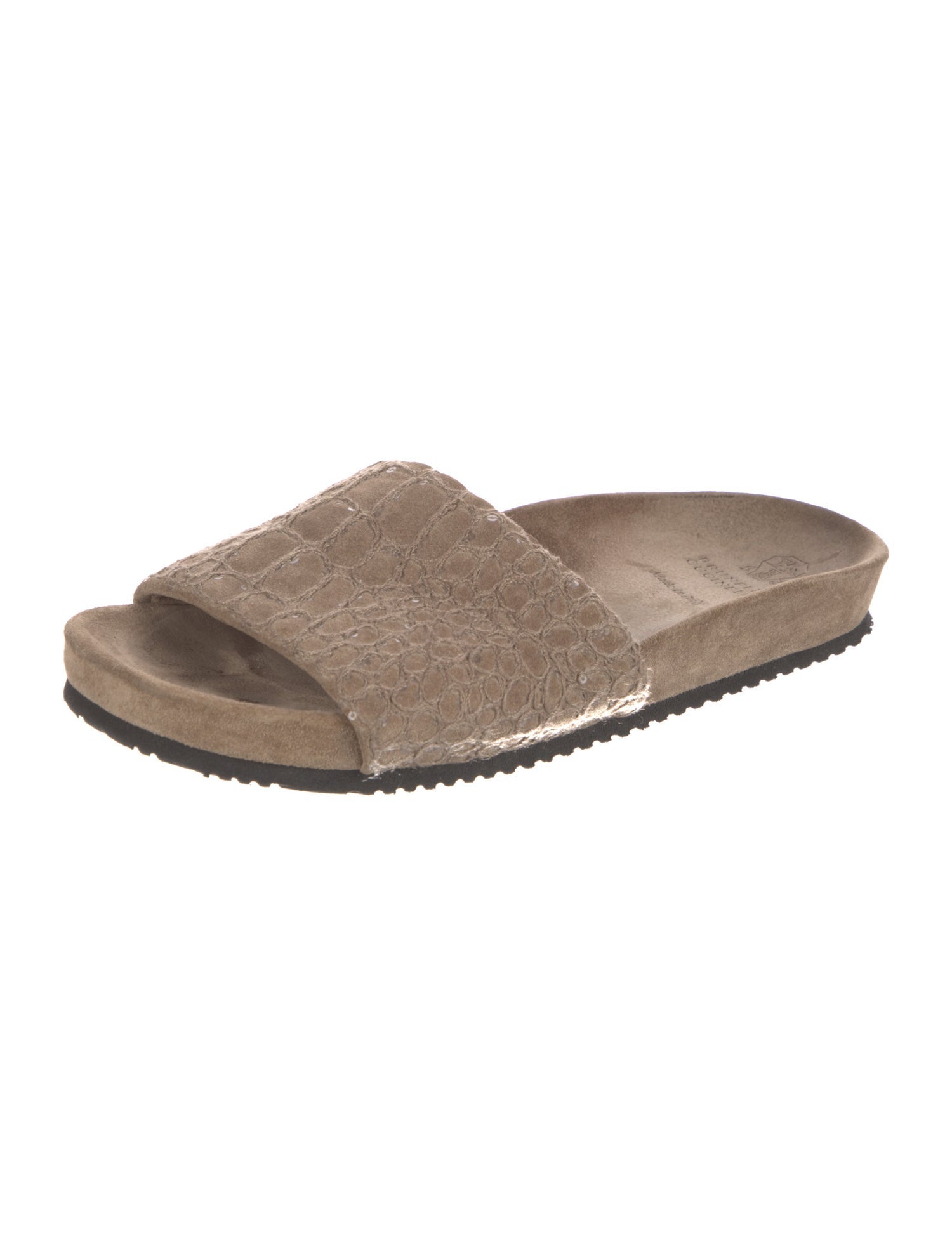 Brunello Cucinelli Monili Suede Slides