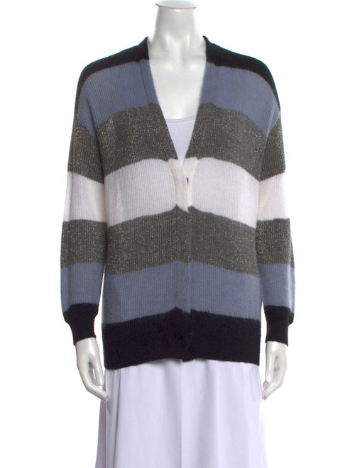 Brunello Cucinelli Striped V-Neck Sweater