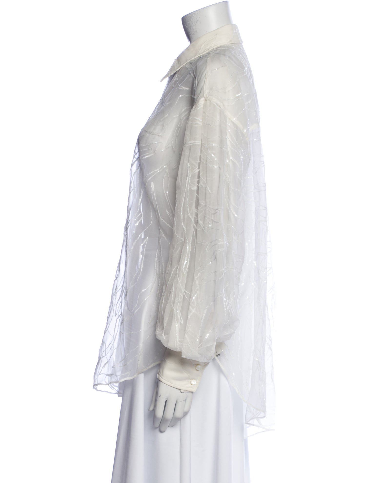 Brunello Cucinelli Silk Long Sleeve Button-Up Top