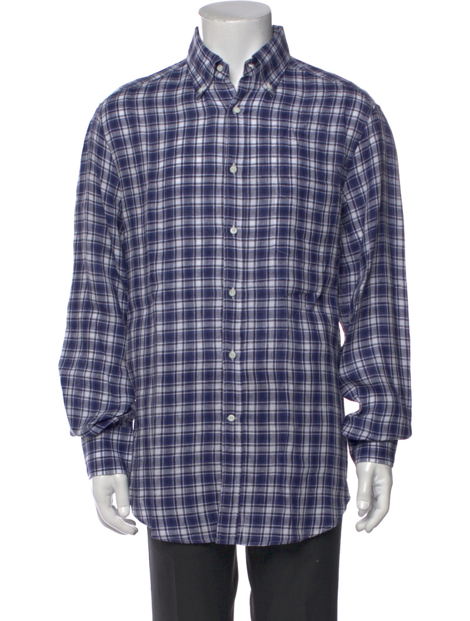 Brunello Cucinelli Linen Plaid Print Shirt