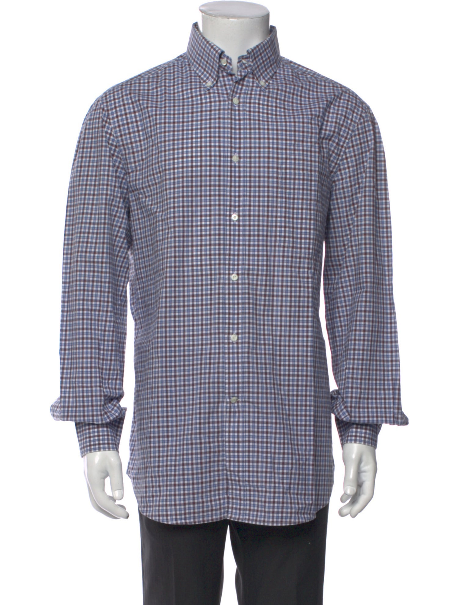 Brunello Cucinelli Plaid Print Long Sleeve Shirt