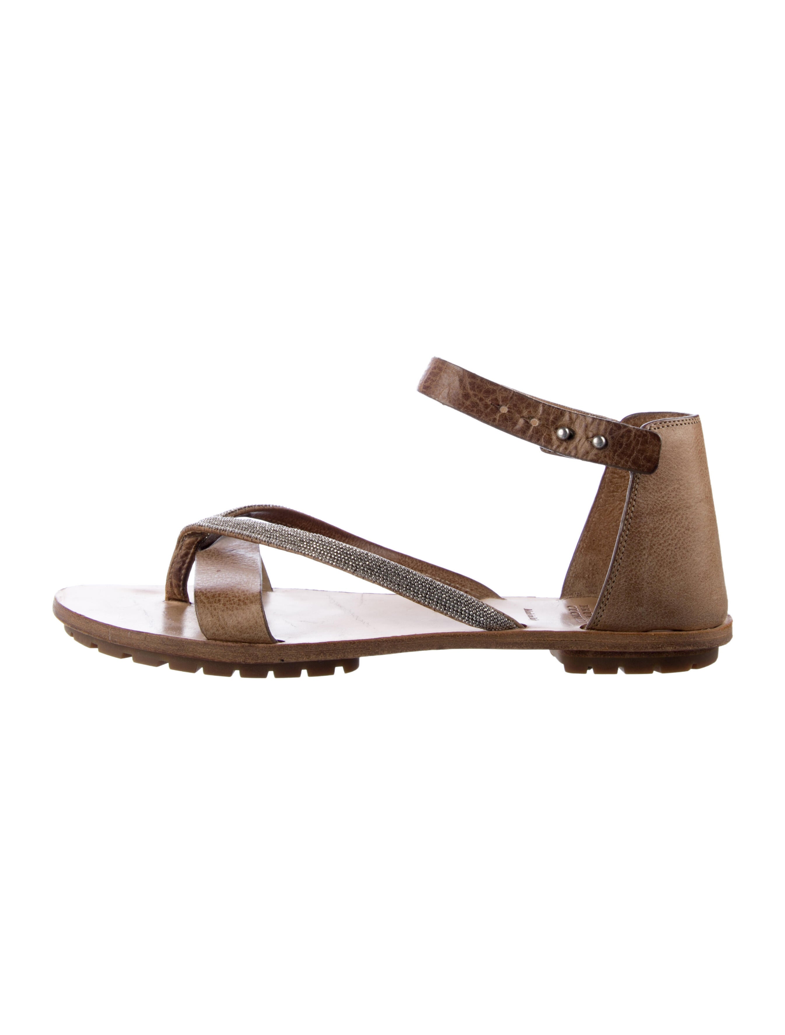 Brunello Cucinelli Monili Leather Sandals