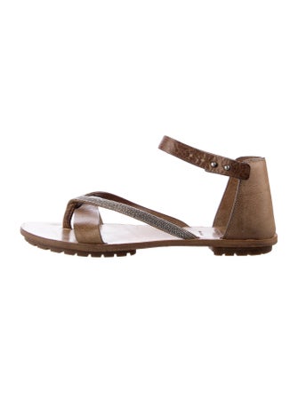 Brunello Cucinelli Monili Leather Sandals