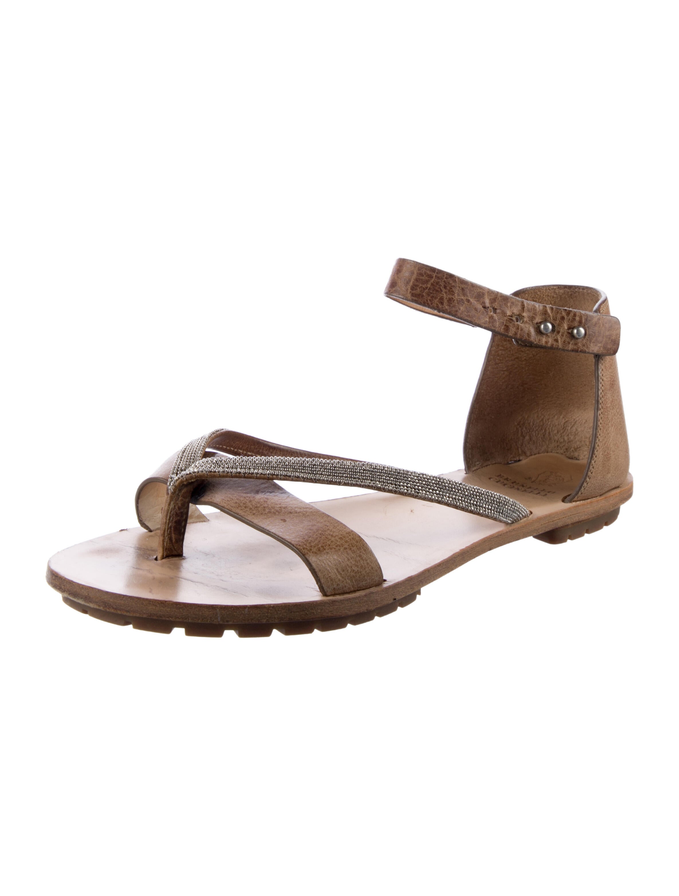 Brunello Cucinelli Monili Leather Sandals