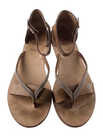 Brunello Cucinelli Monili Leather Sandals