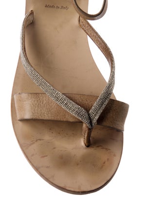 Brunello Cucinelli Monili Leather Sandals