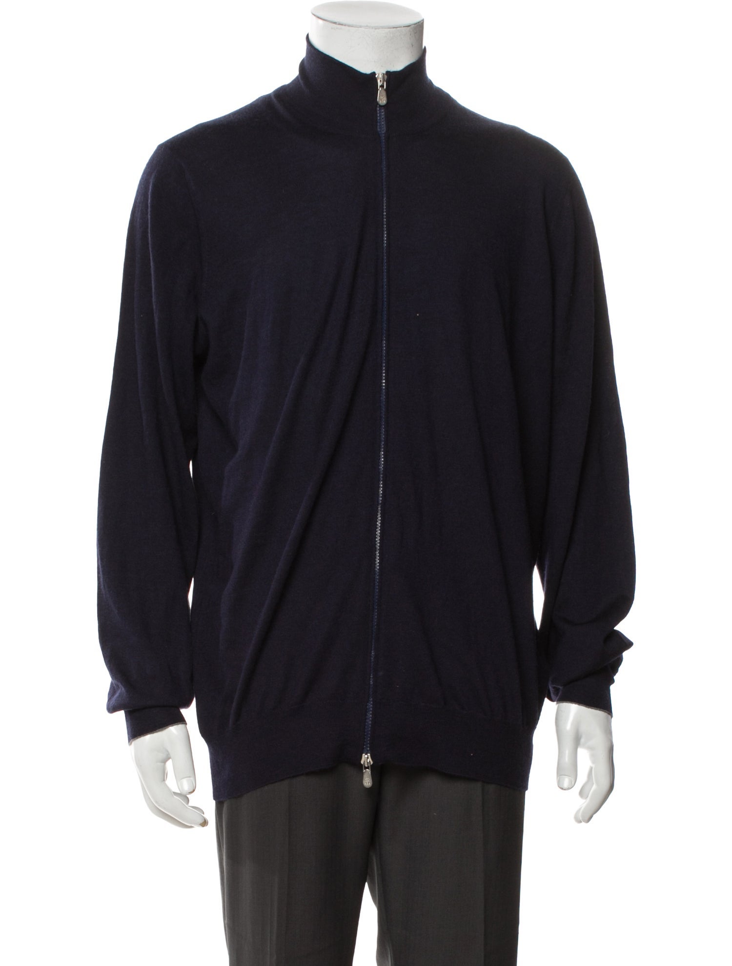 Brunello Cucinelli Virgin Wool Mock Neck Cardigan