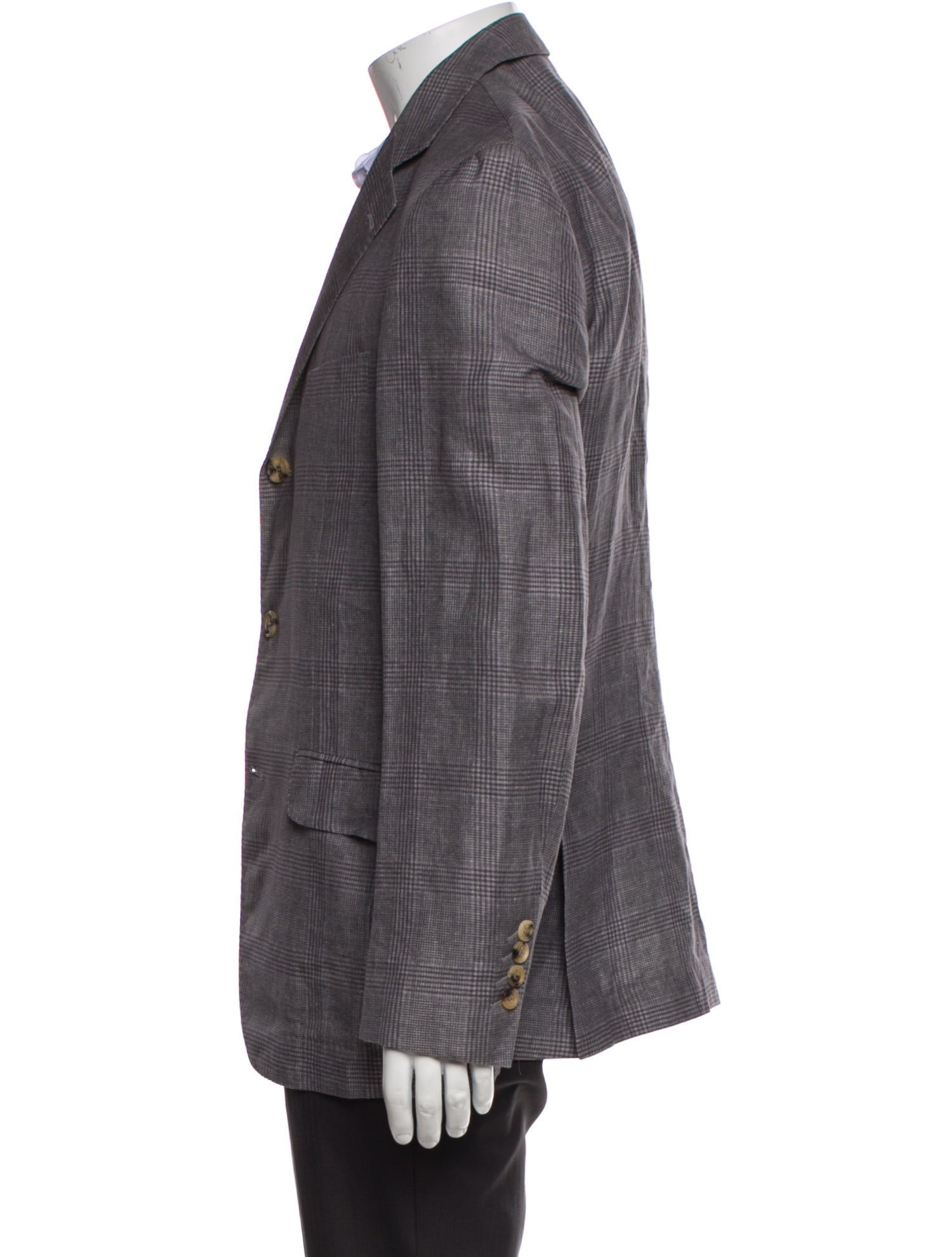 Brunello Cucinelli Linen Plaid Print Blazer