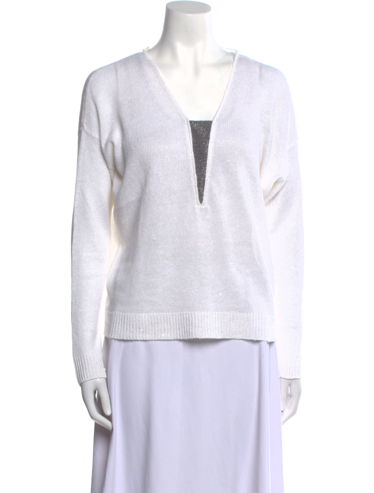 Brunello Cucinelli Linen V-Neck Sweater