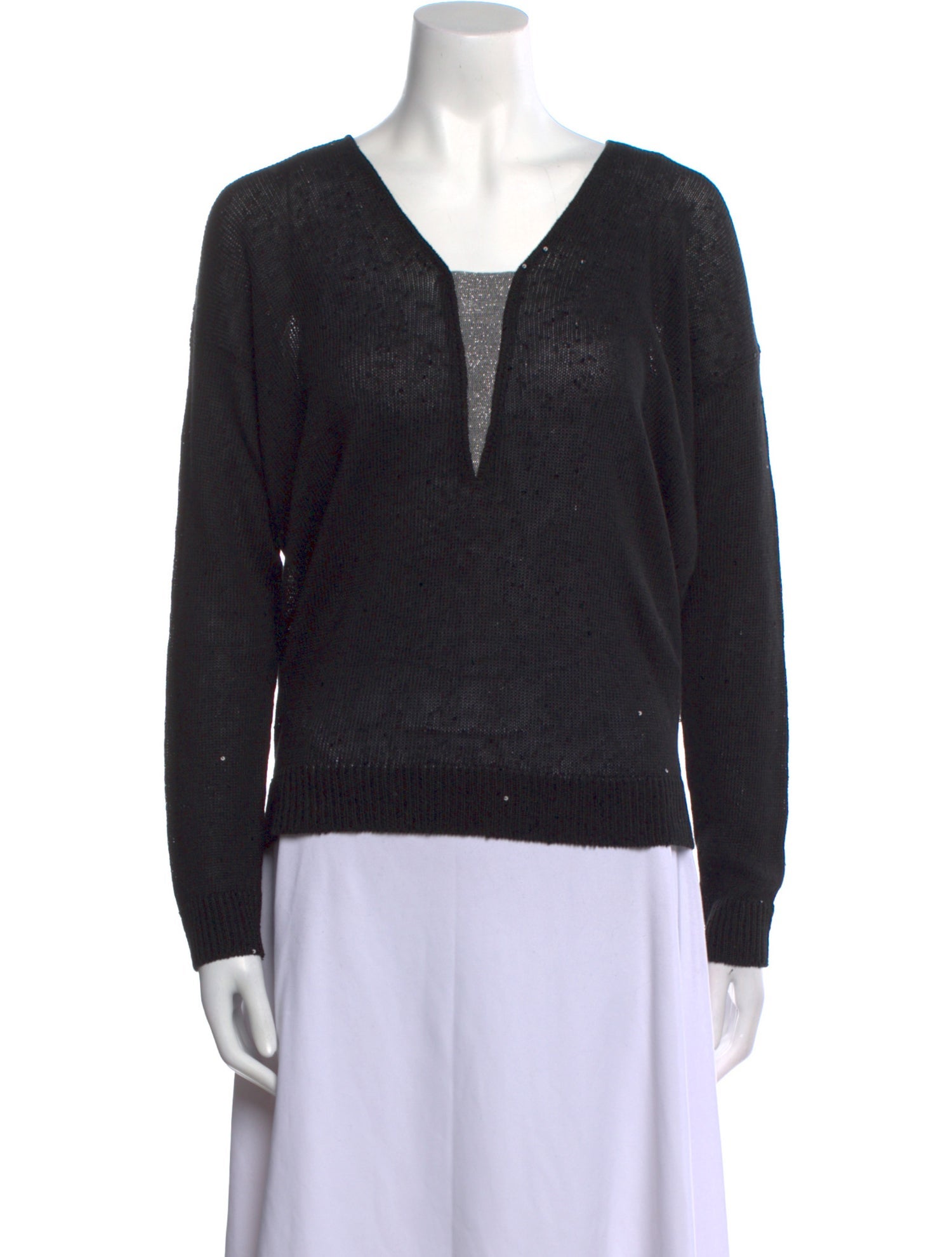 Brunello Cucinelli Linen V-Neck Sweater