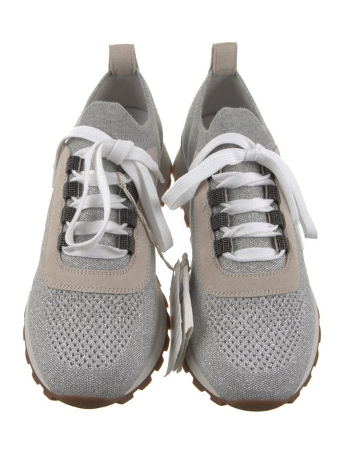 Brunello Cucinelli Colorblock Pattern Glitter Accents Sneakers