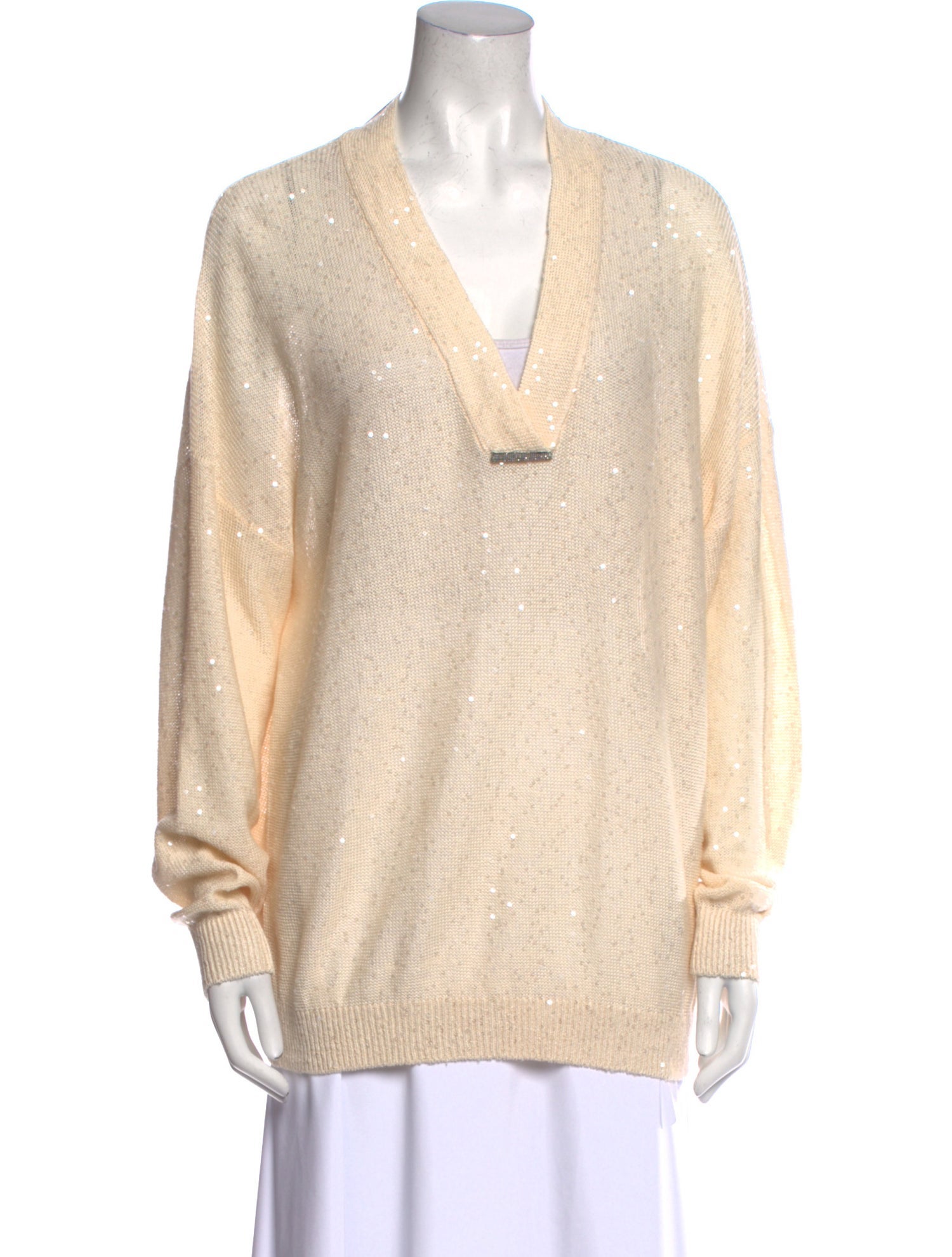 Brunello Cucinelli Linen V-Neck Sweater