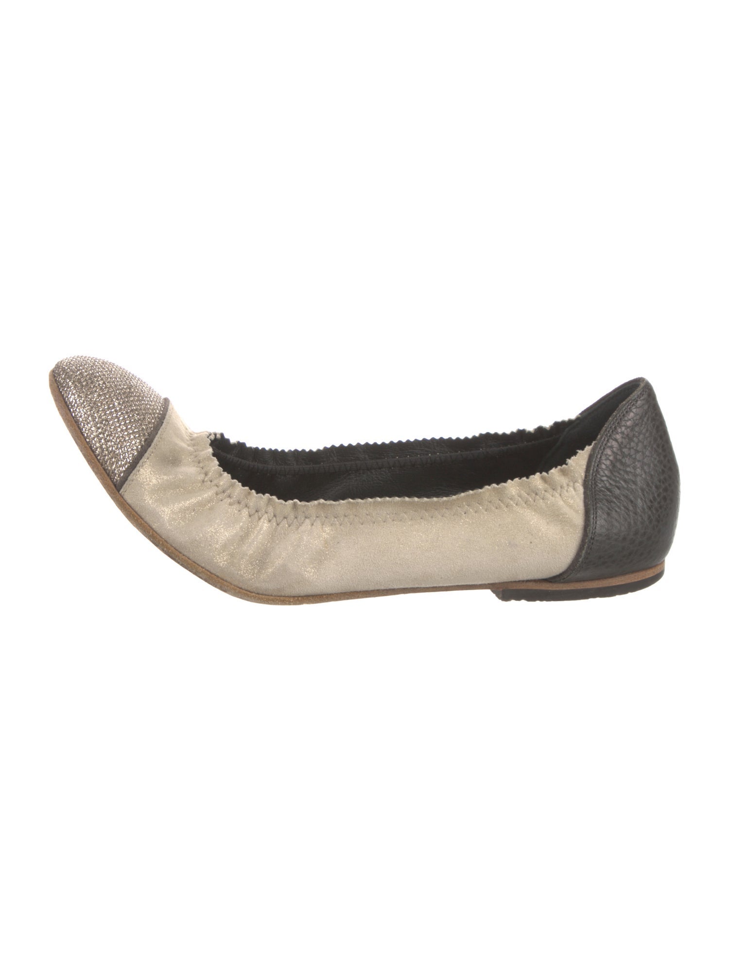 Brunello Cucinelli Leather Colorblock Pattern Ballet Flats