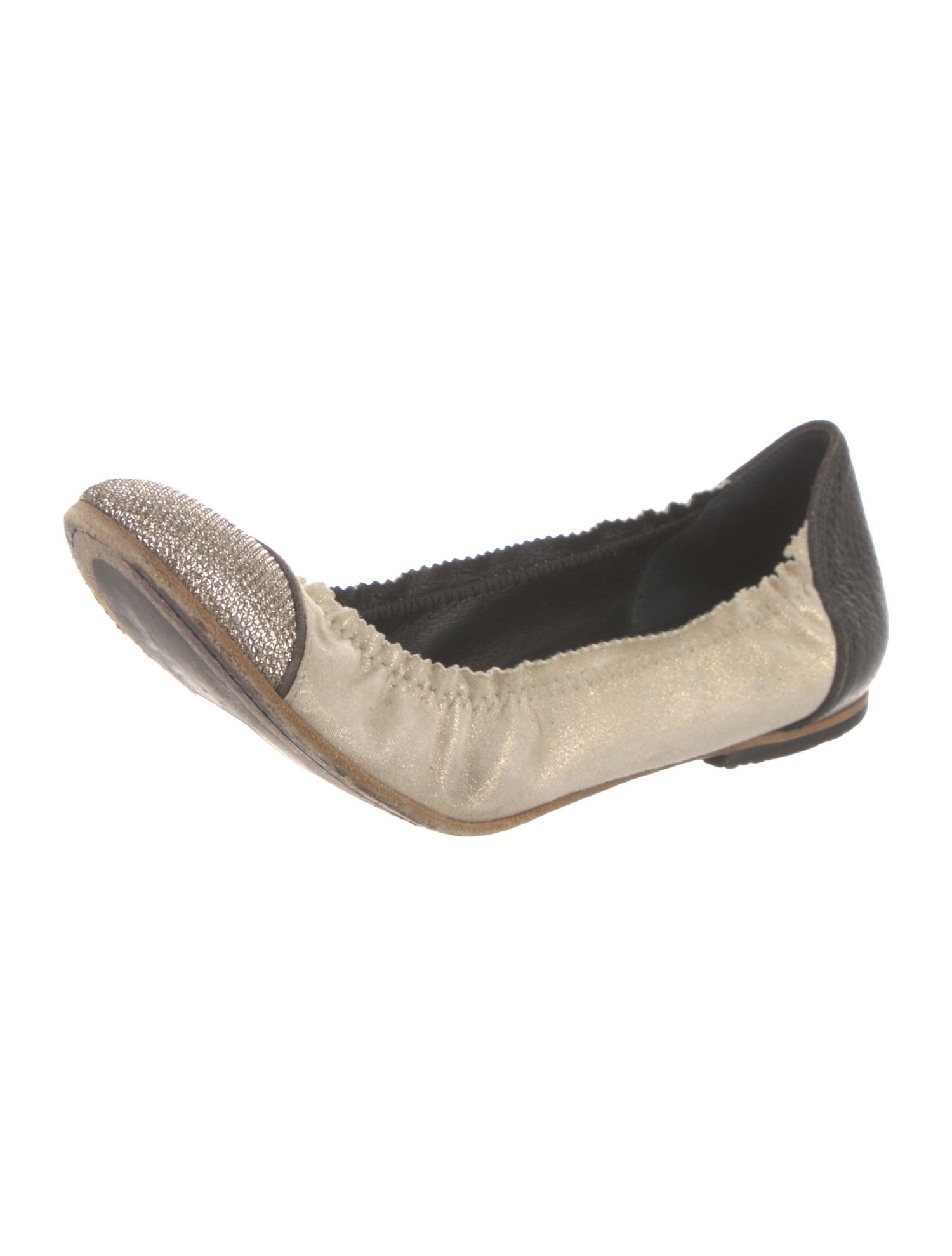 Brunello Cucinelli Leather Colorblock Pattern Ballet Flats