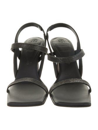 Brunello Cucinelli Monili Leather Slingback Sandals