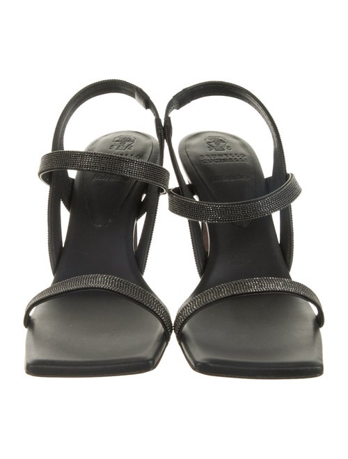 Brunello Cucinelli Monili Leather Slingback Sandals