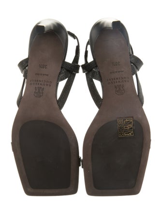 Brunello Cucinelli Monili Leather Slingback Sandals
