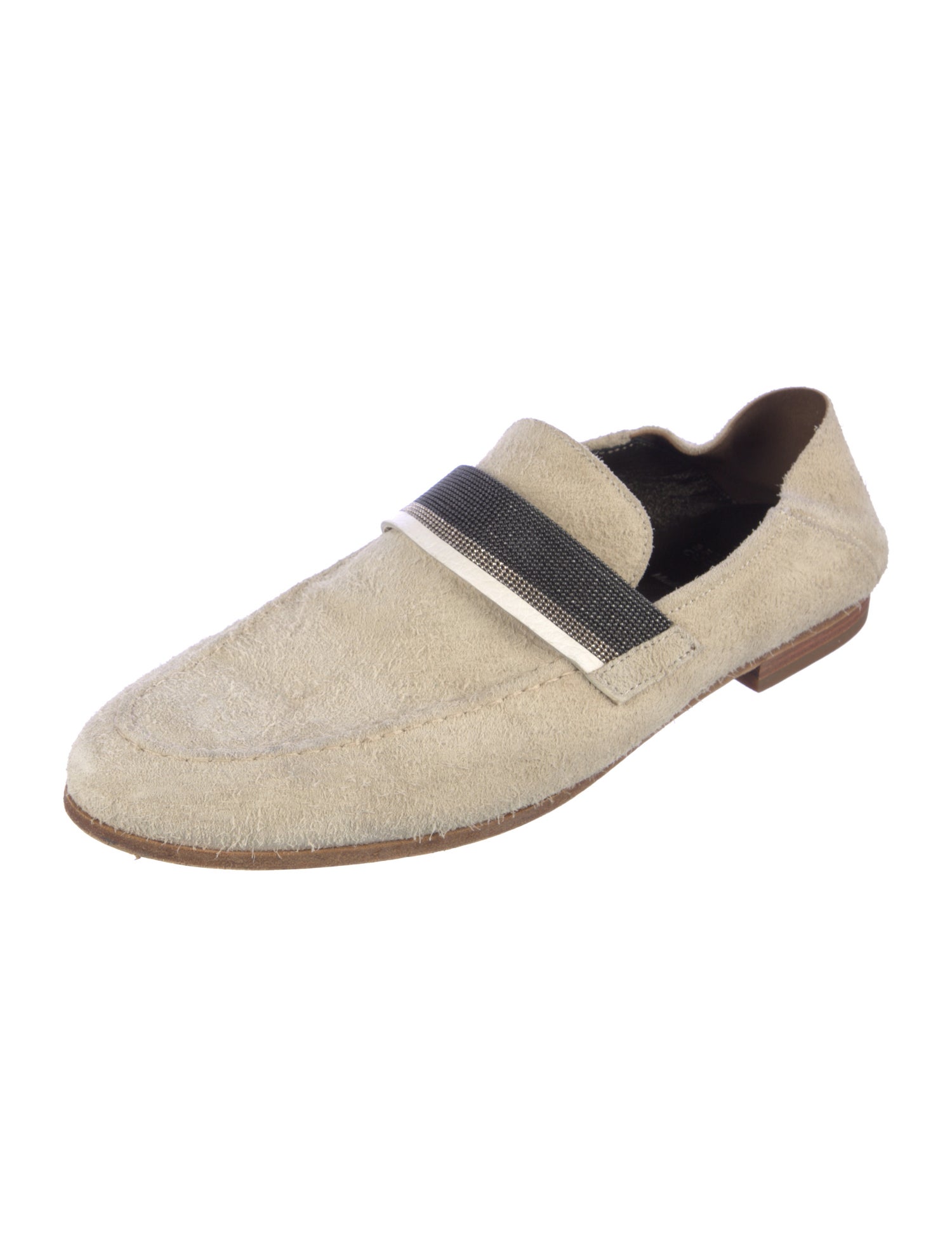 Brunello Cucinelli Suede Beaded Accents Loafers