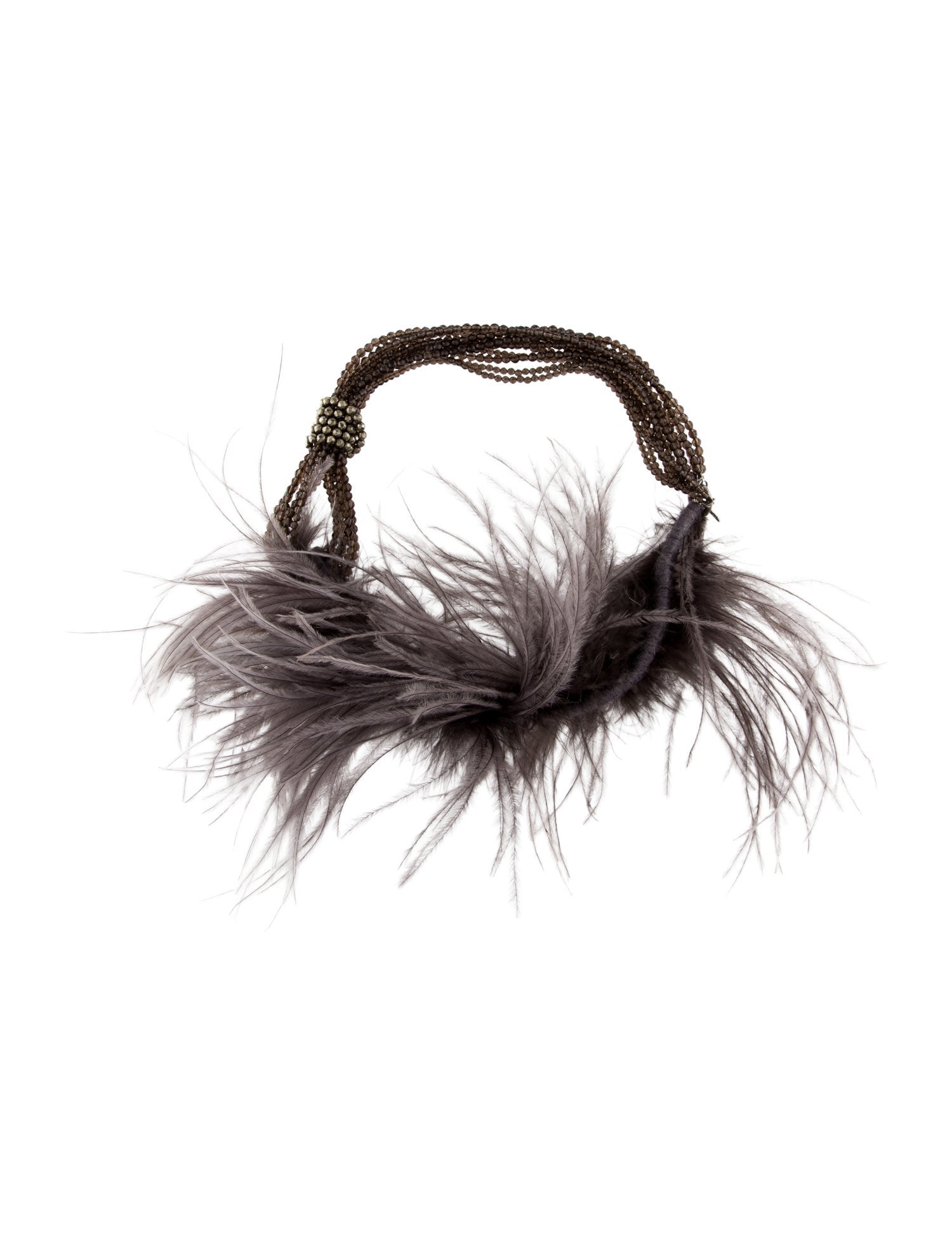 Brunello Cucinelli Smoky Quartz, Pyrite & Ostrich Feather Multistrand Necklace