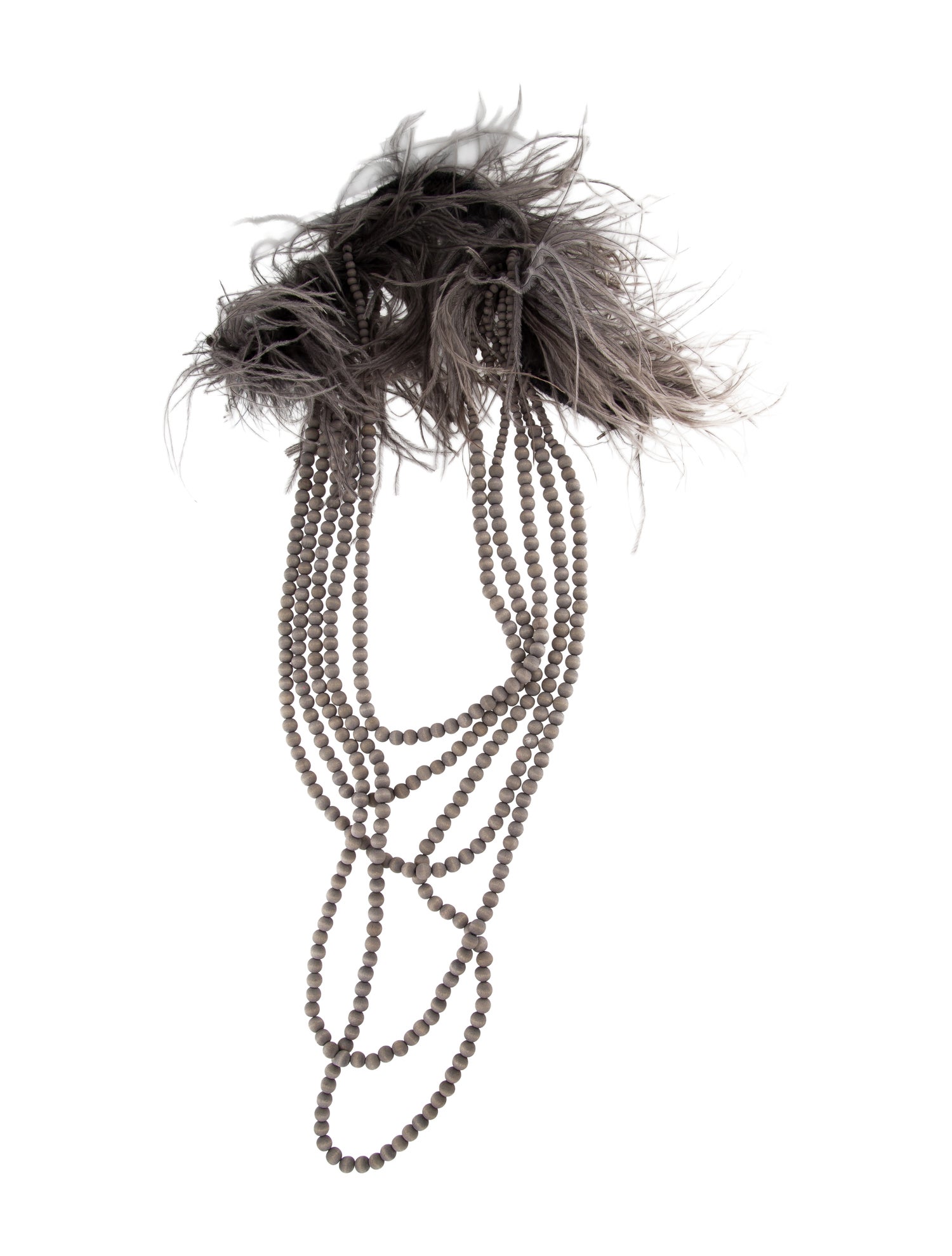 Brunello Cucinelli Feather & Wood Beaded Multistrand Necklace