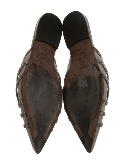 Brunello Cucinelli Suede Beaded Accents Mules