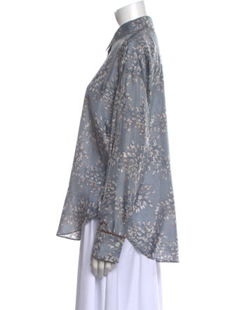 Brunello Cucinelli Silk Floral Print Button-Up Top