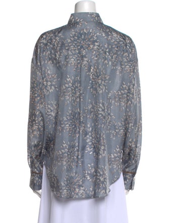 Brunello Cucinelli Silk Floral Print Button-Up Top