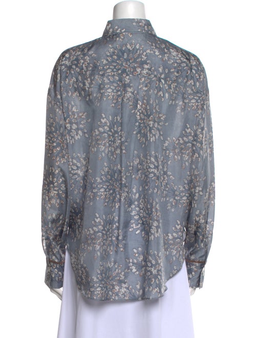 Brunello Cucinelli Silk Floral Print Button-Up Top