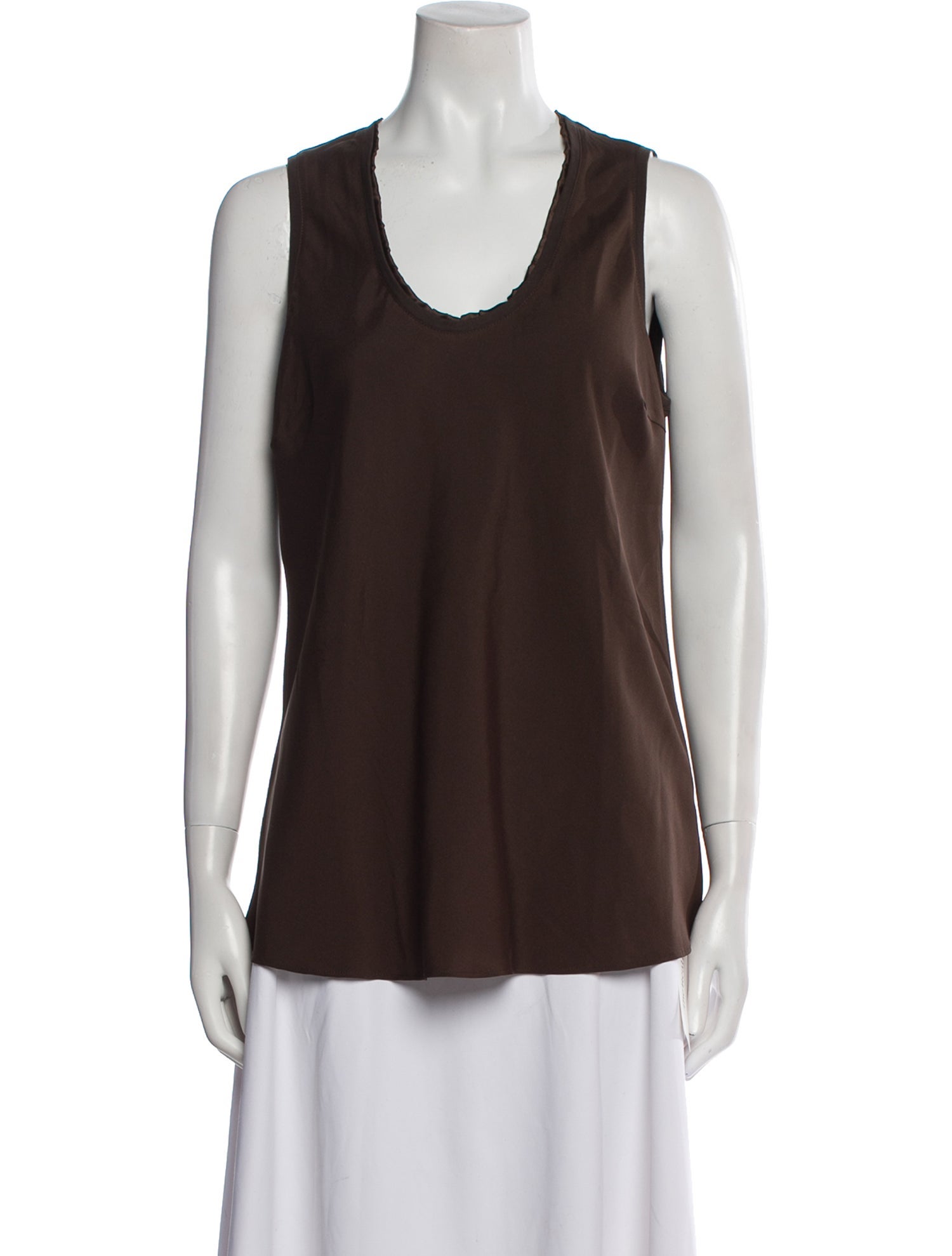 Brunello Cucinelli Silk Scoop Neck Top