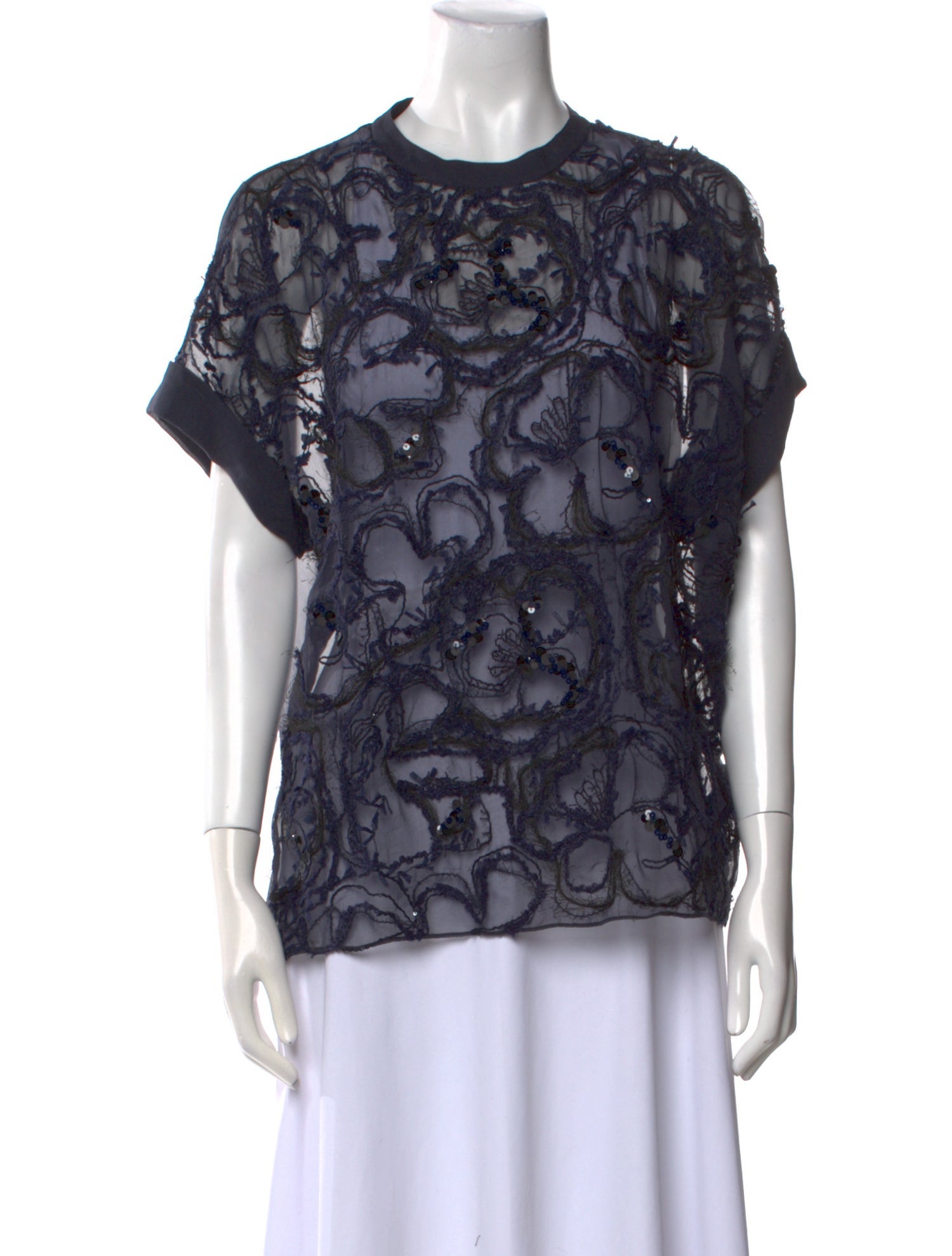 Brunello Cucinelli Printed Crew Neck Blouse