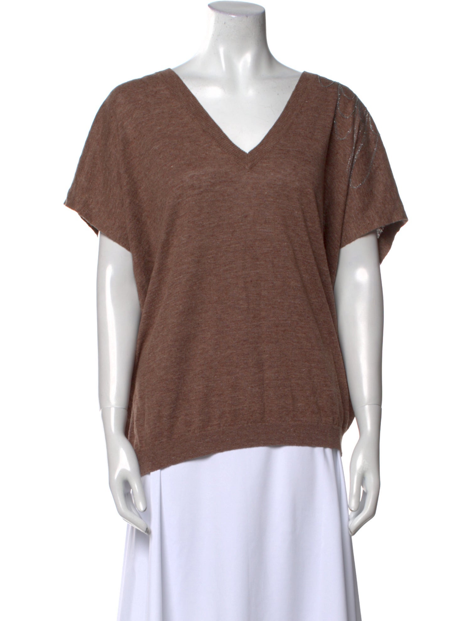 Brunello Cucinelli Linen V-Neck T-Shirt w/ Tags
