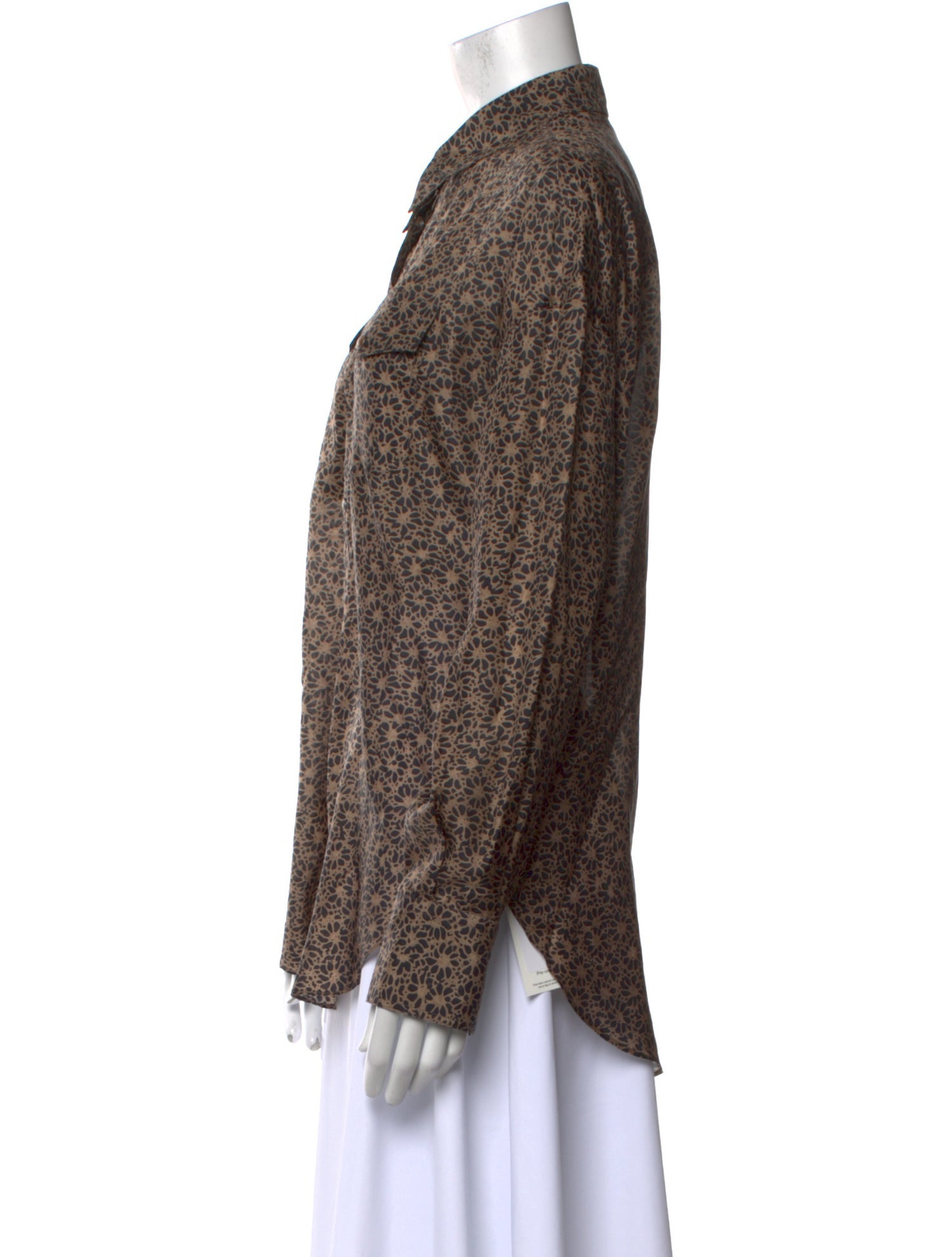 Brunello Cucinelli Silk Floral Print Button-Up Top