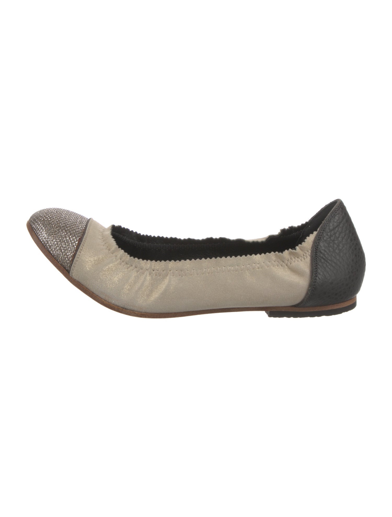 Brunello Cucinelli Suede Colorblock Pattern Ballet Flats