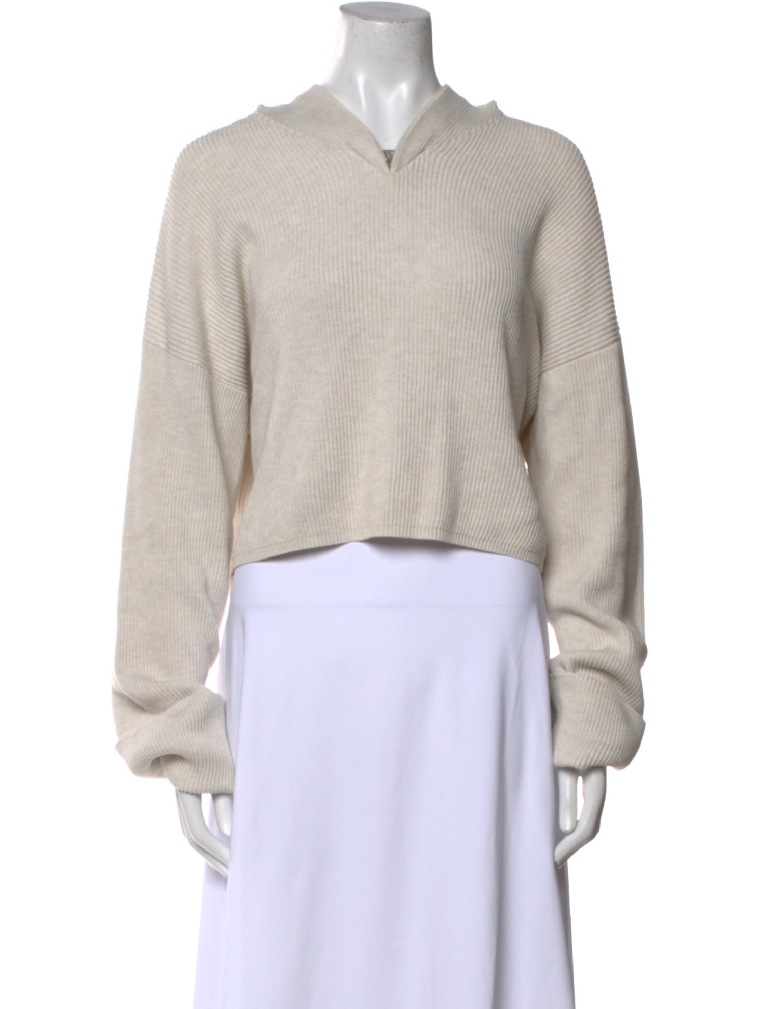 Brunello Cucinelli V-Neck Long Sleeve Crop Top