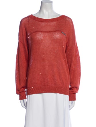 Brunello Cucinelli Linen Bateau Neckline Sweater