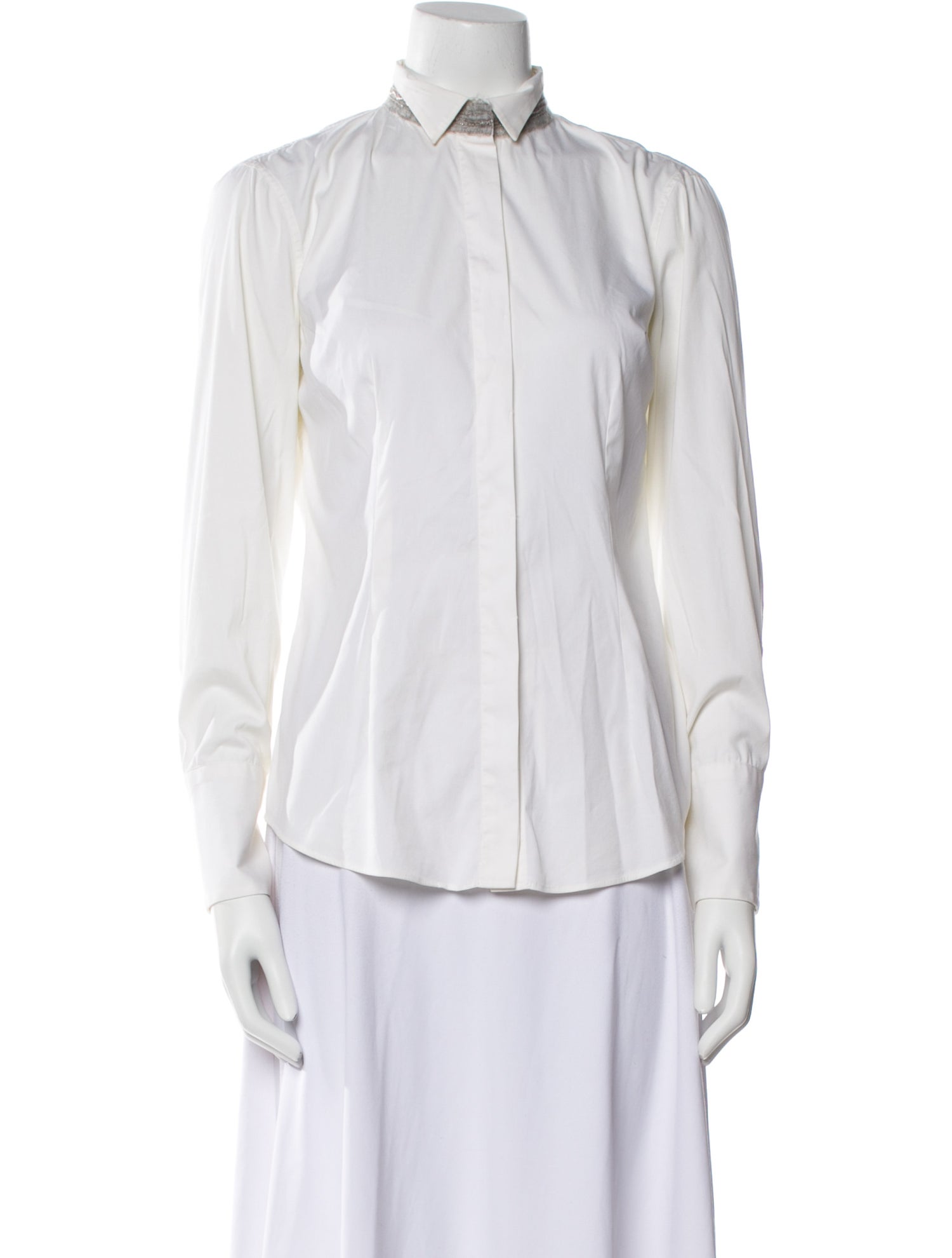 Brunello Cucinelli Long Sleeve Button-Up Top