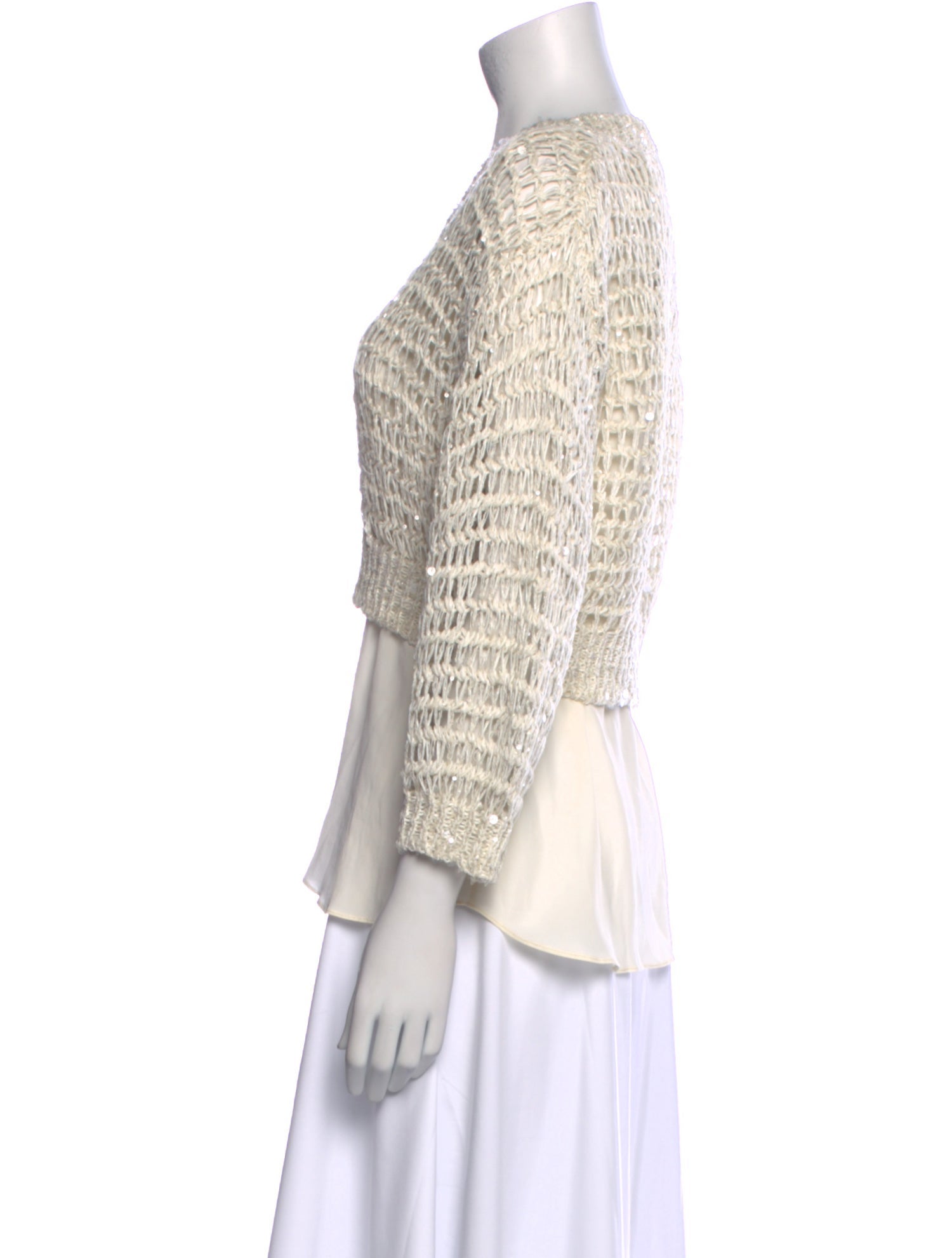 Brunello Cucinelli V-Neck Three-Quarter Sleeve Blouse