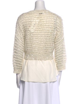 Brunello Cucinelli V-Neck Three-Quarter Sleeve Blouse