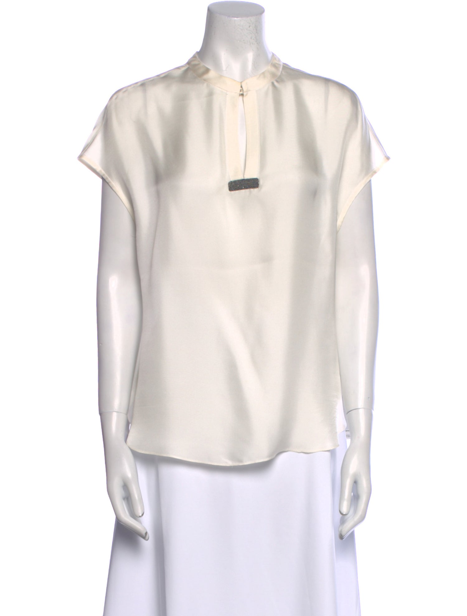 Brunello Cucinelli Silk Crew Neck Blouse