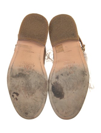 Brunello Cucinelli Leather Feather Trim Moto Boots