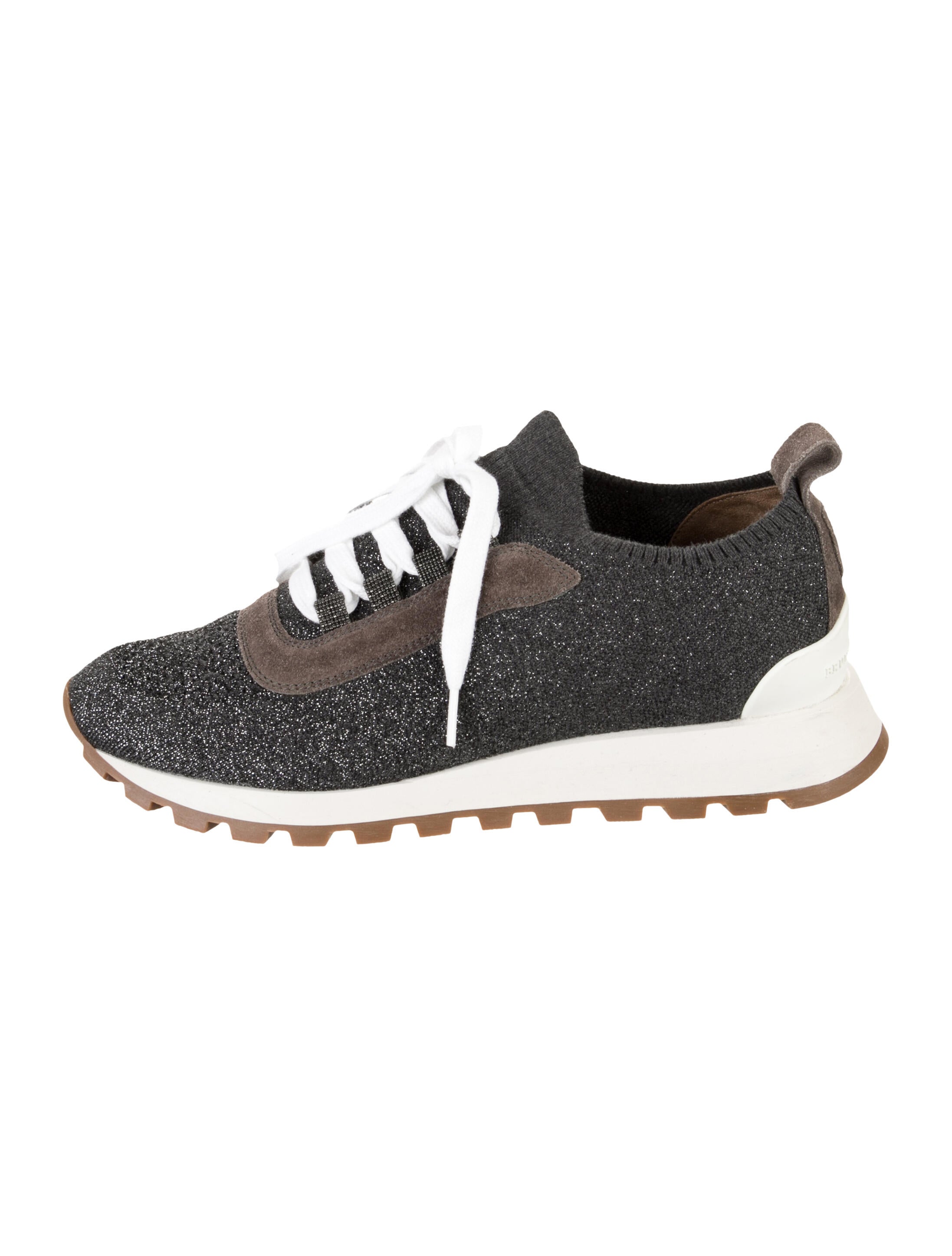 Brunello Cucinelli Colorblock Pattern Glitter Accents Sneakers