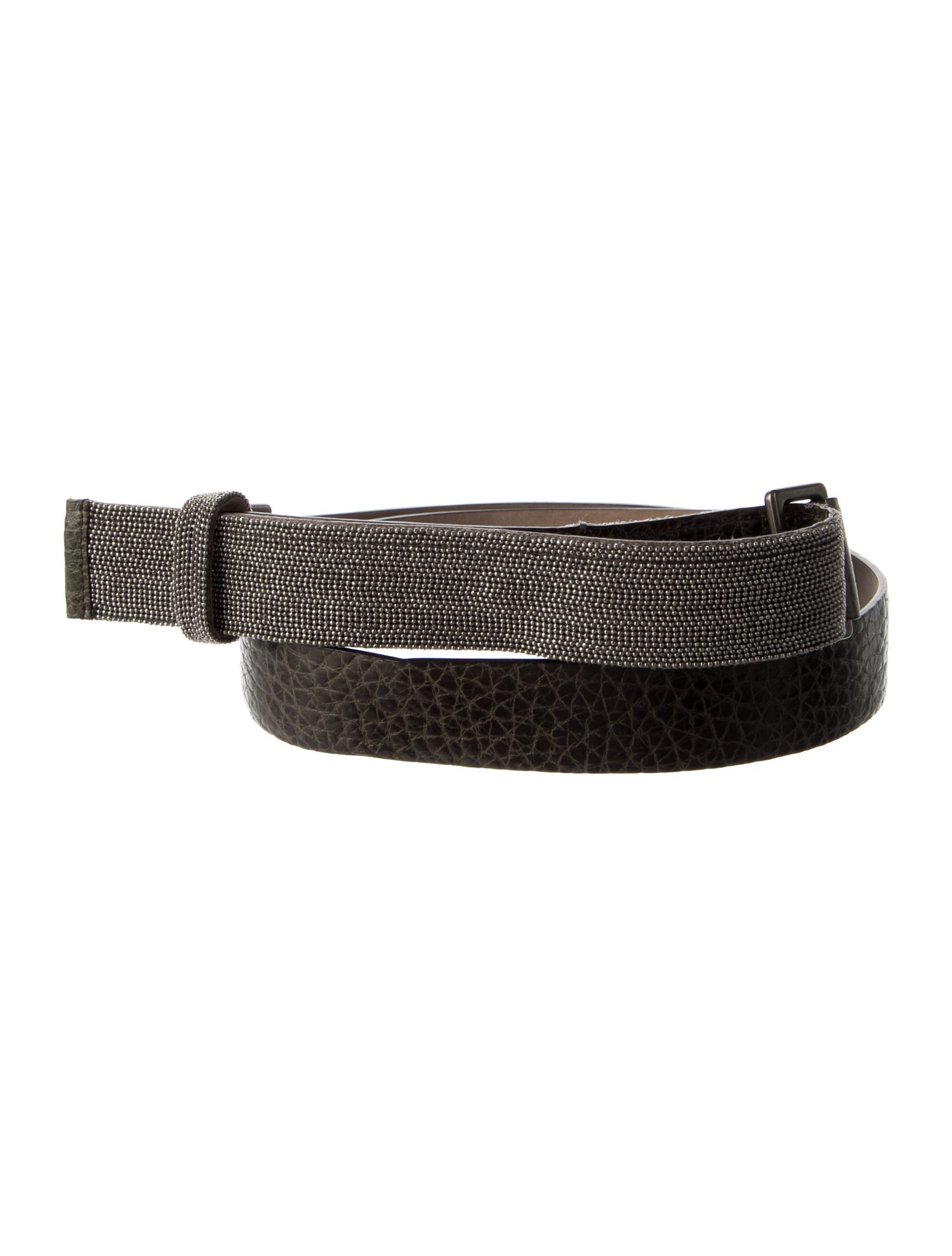 Brunello Cucinelli Leather Crystal Embellishments Belt