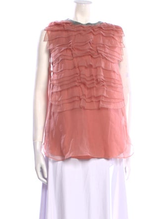 Brunello Cucinelli Silk Bateau Neckline Blouse