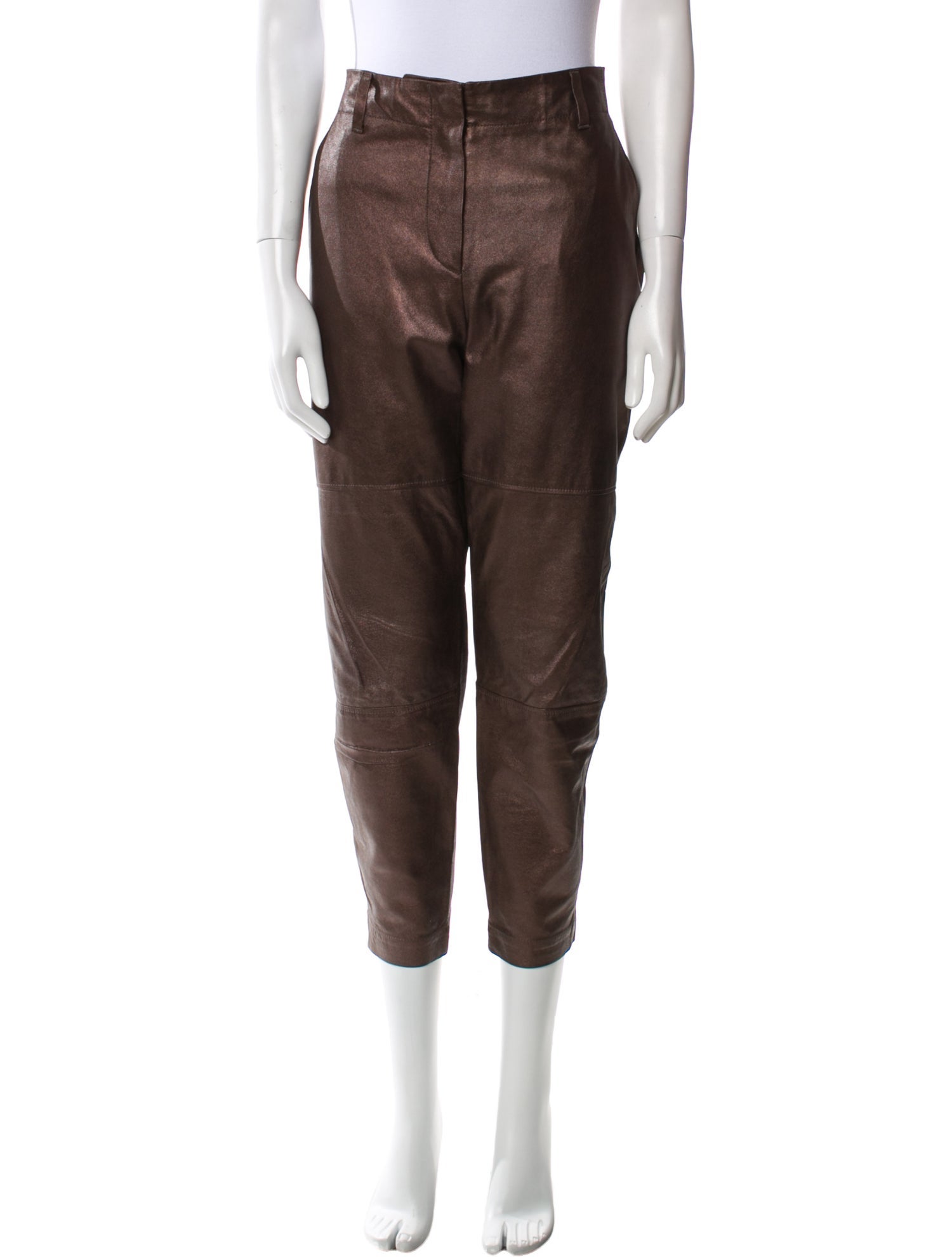 Brunello Cucinelli Leather Straight Leg Pants
