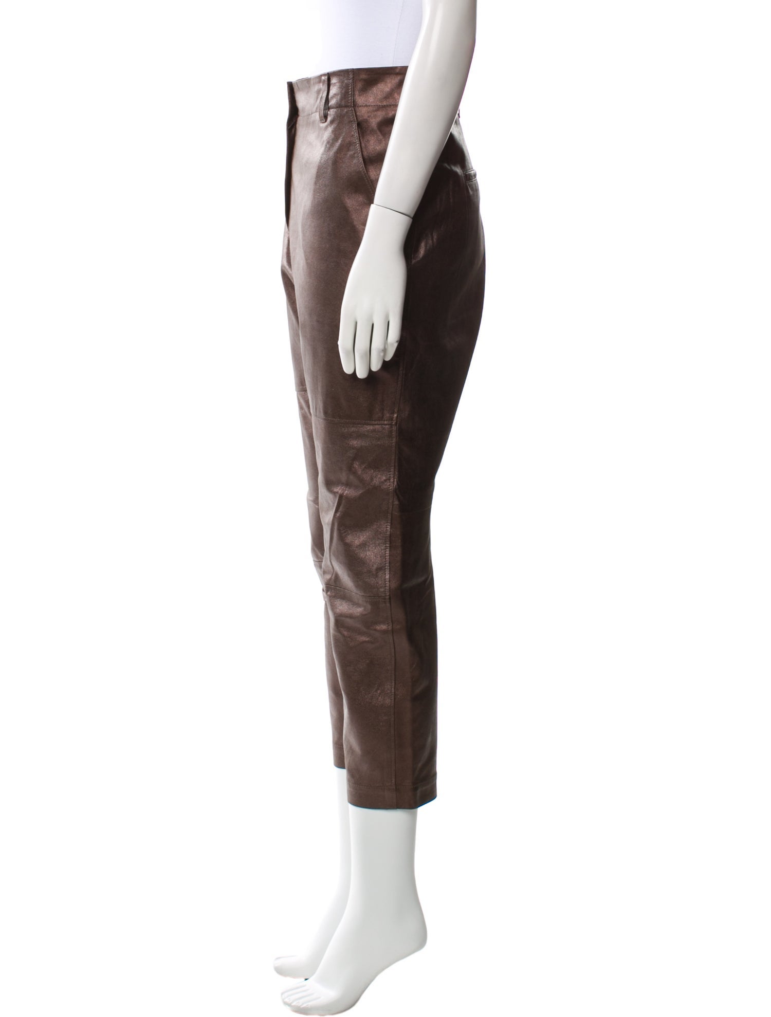 Brunello Cucinelli Leather Straight Leg Pants
