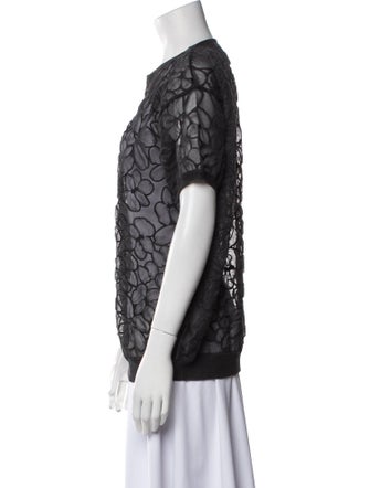 Brunello Cucinelli Lace Pattern Crew Neck Top