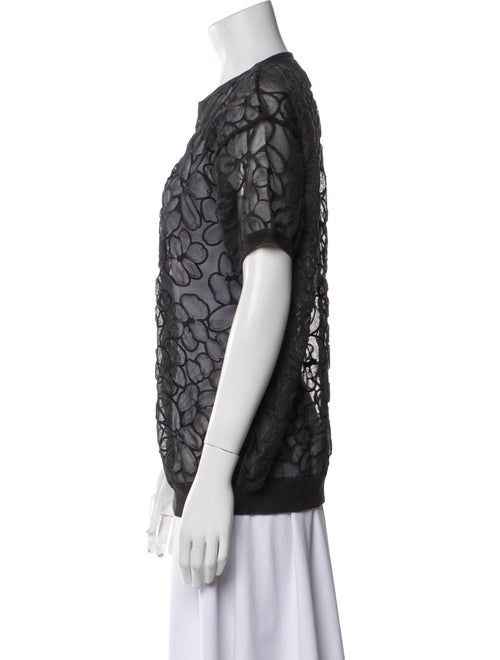 Brunello Cucinelli Lace Pattern Crew Neck Top