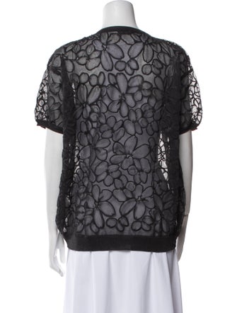 Brunello Cucinelli Lace Pattern Crew Neck Top