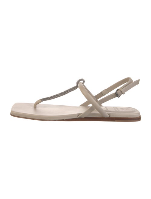 Brunello Cucinelli Monili Leather Slingback Sandals